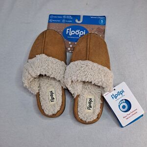 Floopi Women's S (5-6) Slippers Chestnut Faux Suede Indoor/Outdoor Anti-slip